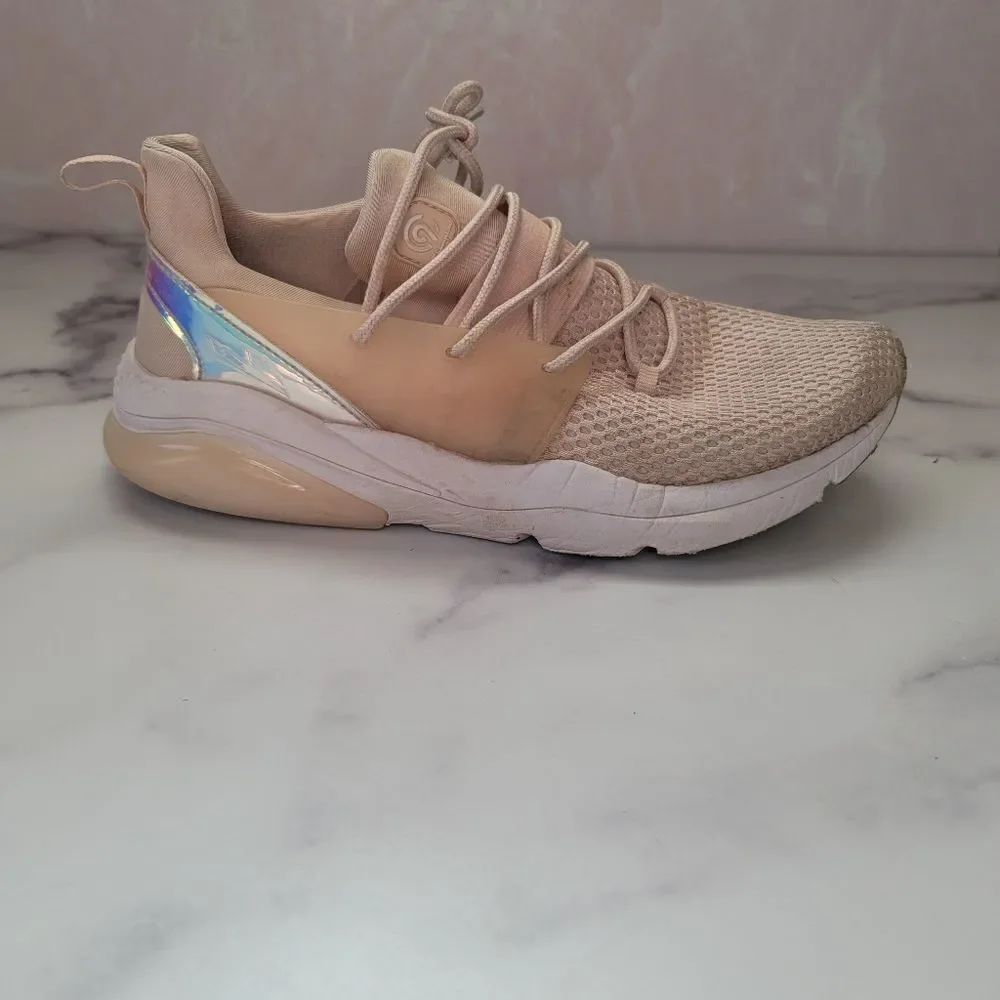 Size 5 Champion cushion fit pink peach pastel sneaker mesh sporty athletic